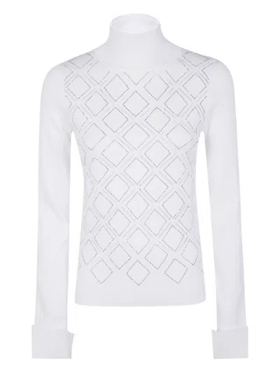 BLUGIRL RHOMBUS PATTERN HIGH NECK SWEATER WITH CRYSTAL EMBELLISHMENT