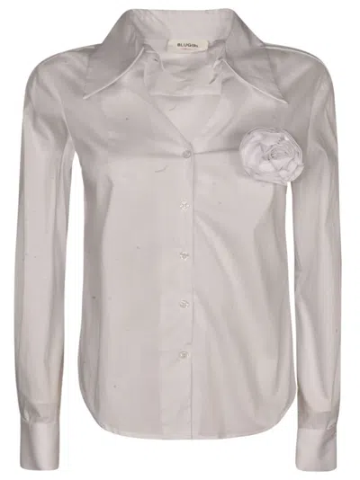 Blugirl Rose Applique Round Hem Shirt In White