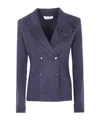 Blugirl Rose-embellished Double-breasted Blazer In Blue