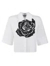 Blugirl Printed Popeline Stretch Boxy Shirt In White