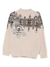Blugirl Rose-print Sweater In Neutral