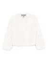 Blugirl Cropped Plush Coat With Round Neckline In White