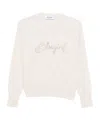 Blugirl Relaxed Fit White Sweater With Sequin Script Logo In Neutral