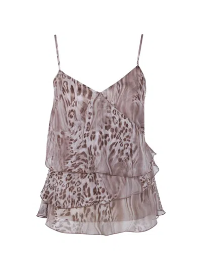 Blugirl Ruffled Animal-print Top In Neutral