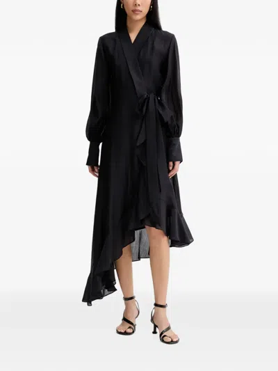 Blugirl Ruffled Wrap Asymmetric Dress In Black