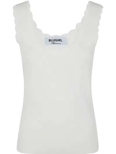 Blugirl Scallop-edge Top In Chalk
