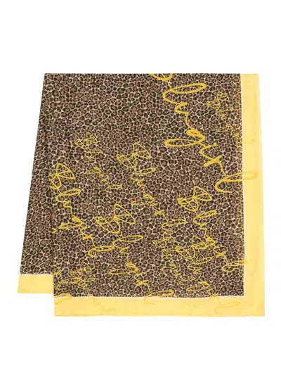 Blugirl Cheetah-print Scarf In Yellow
