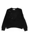 Blugirl Solid Black Knit Sweater With Round Neckline And Long Sleeves In Black