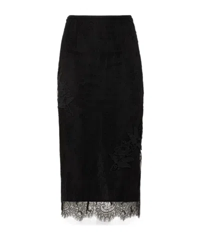 Blugirl Sheath Skirt With Embroidery Rose Design In Black