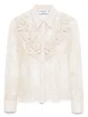 Blugirl Sheer Floral Lace Blouse With Classic Collar