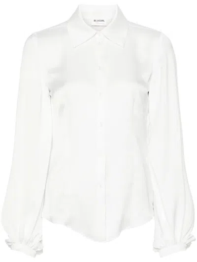 Blugirl Puff-sleeve Satin Shirt In White