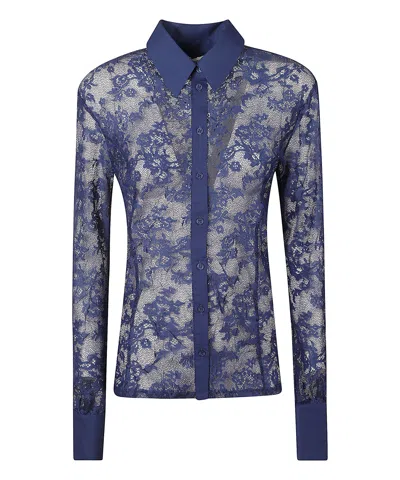 Blugirl Floral Lace Shirt In Blue