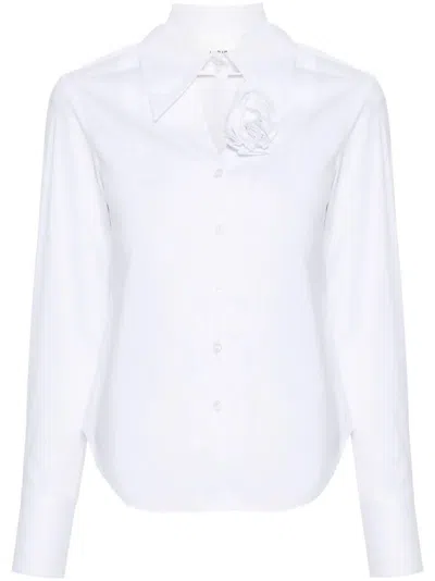 Blugirl Floral-brooch Poplin Shirt In White
