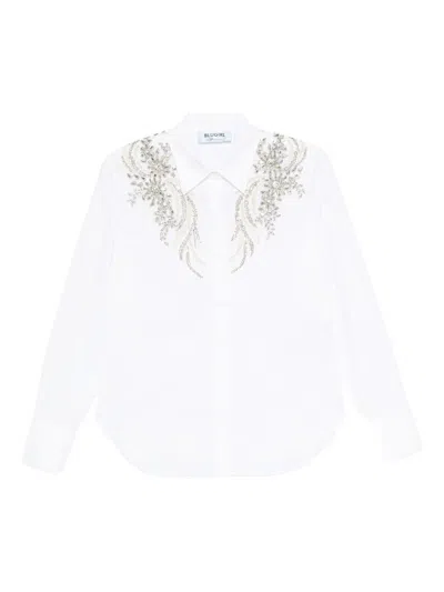 Blugirl Kids' Shirt With Rhinestones In White