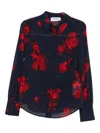 Blugirl Silk Blend Blouse With Floral Prints In Black