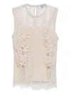 Blugirl Sleeveless Floral Lace Top With Sheer Overlay