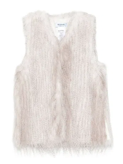BLUGIRL SLEEVELESS TEXTURED JACKET WITH V-NECKLINE AND RELAXED FIT
