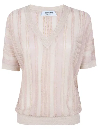 Blugirl Stripes Lux Sweater In Neutral