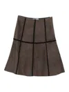 Blugirl A-line Crochet And Suede Panel Skirt In Brown