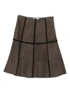 Blugirl Suede Panelled Skirt In Brown
