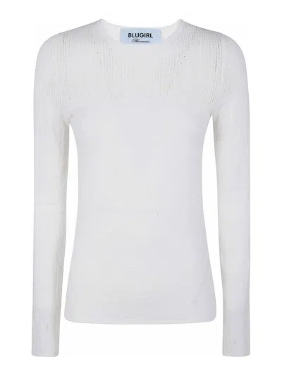 Blugirl Ecs Viscose Round Neck Sweater In White