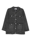 Blugirl Textured Knit Sweater With Fringed Trims In Gray