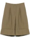 Blugirl Tailored Cuffed Wide-leg Shorts In Green