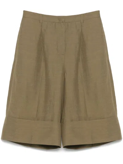 Blugirl Tailored Cuffed Wide-leg Shorts In Green