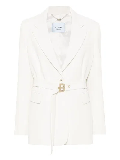Blugirl Tailored White Blazer With Belted Waist