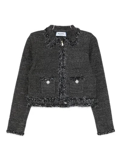 BLUGIRL TEXTURED CROPPED KNIT SWEATER WITH FRAYED EDGES