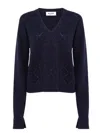 Blugirl Textured Cropped Sweater With Deep V-neckline In Blue