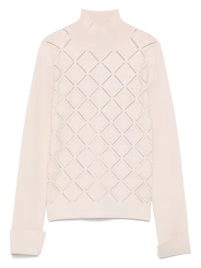 Blugirl Textured Diamond Knit Sweater In Neutral