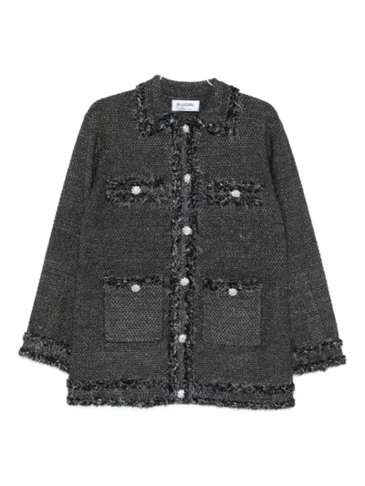 BLUGIRL TEXTURED KNIT SWEATER WITH FRINGED TRIMS