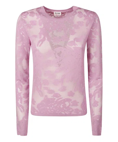 Blugirl Long-sleeved Floral Lace Top In Pink