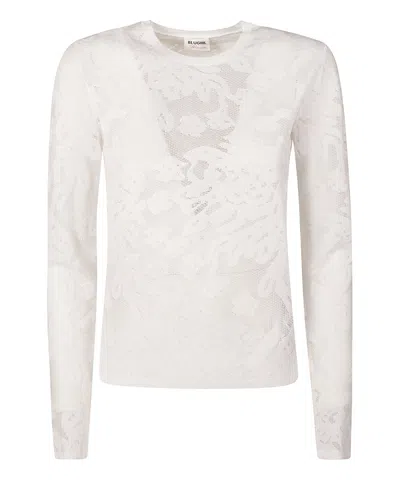 Blugirl Long-sleeved Floral Lace Top In White