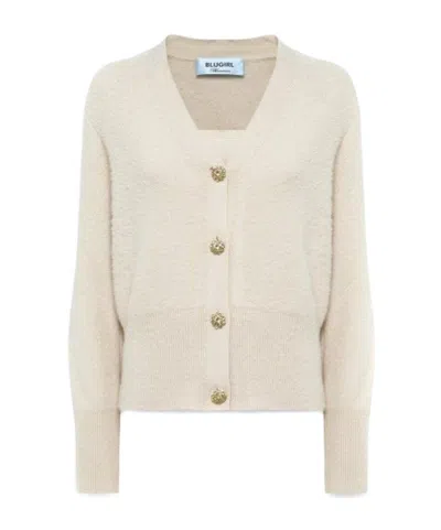 Blugirl Two-piece Ribbed Knit Sweater In White