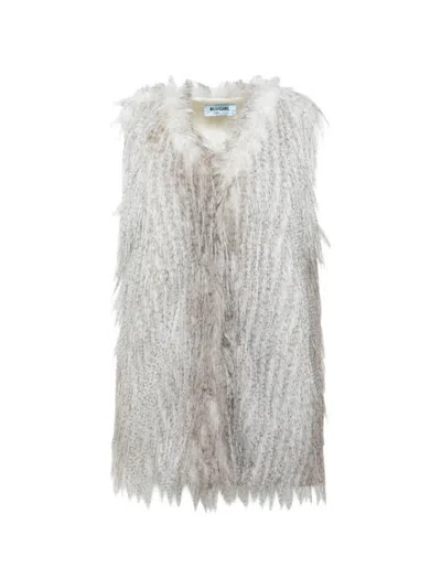 Blugirl V-neck Faux-fur Gilet In Neutral
