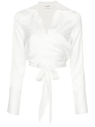 Blugirl Satin Cropped Shirt In White