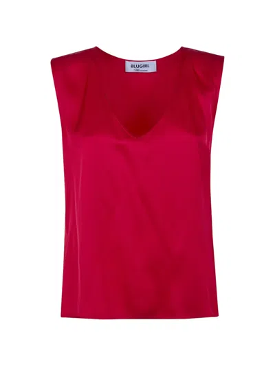 Blugirl V-neck Sleeveless Top In Pink