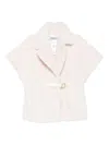 Blugirl Plush Textured Belted Jacket With Wide Collar In Neutral