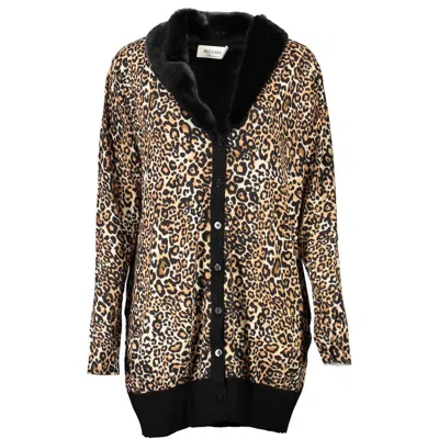 Blugirl Leopard-print Faux-fur Collar Cardigan In Multi
