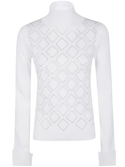 Blugirl Viscose High Neck Sweater In White