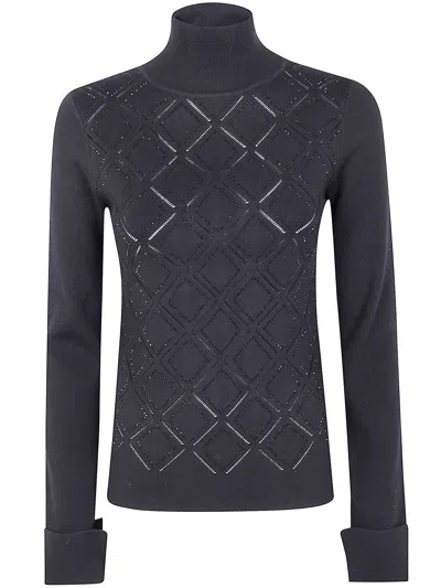 Blugirl Geometric-pattern High-neck Sweater In Black