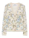 Blugirl V-neck Knitwear Sweater With Floral Pattern In Nude & Neutrals