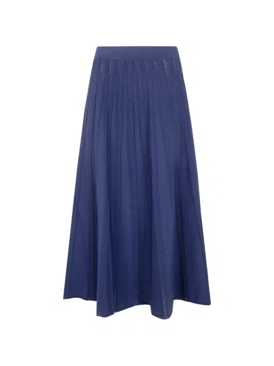 Blugirl Viscose Pointelle Skirt In Blue