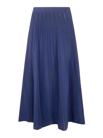 Blugirl Viscose Pointelle Skirt In Blue