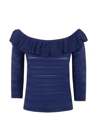 Blugirl Viscose Pointelle Sweater In Blue