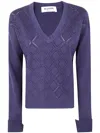 Blugirl Embellished V-neck Sweater In Blue