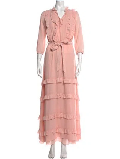 Pre-owned Blugirl V-neck Long Dress In Pink