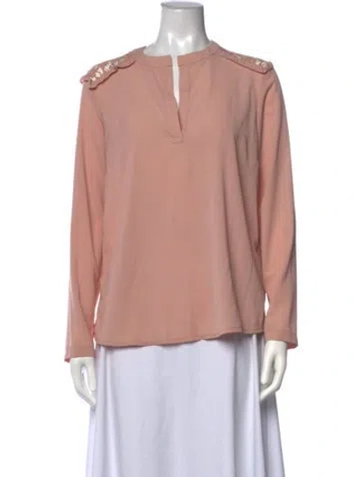 Pre-owned Blugirl V-neck Long Sleeve Blouse In Pink